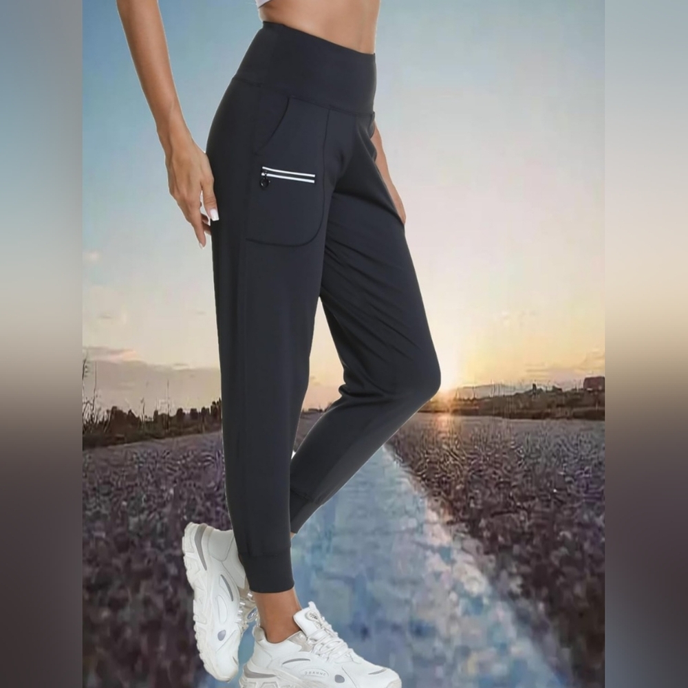 Black Jogger Pants with Zipper Pocket